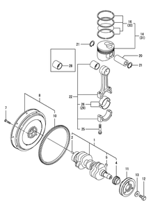 Yanmar Engine Crankshaft And Piston Diagram and Parts List for 46G 4X4-1I029Z-1H020Z-37BKD710 Cub Cadet Lawn Tractor Accessories
